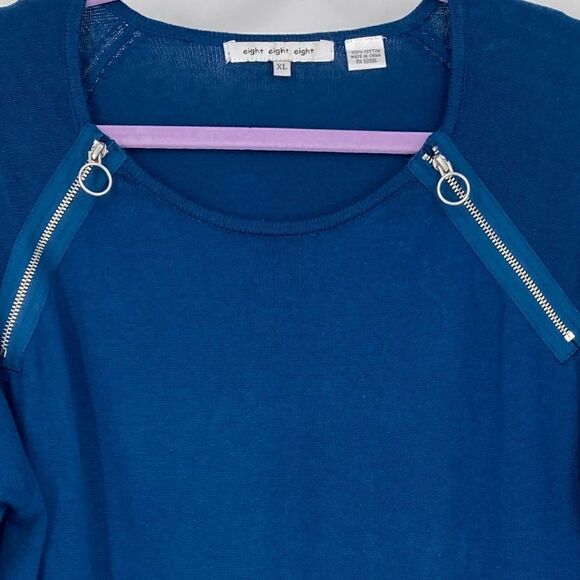 Eight Eight Eight 100% Cotton Knit Long Sweater Blue Color Size XL - Picture 2 of 6